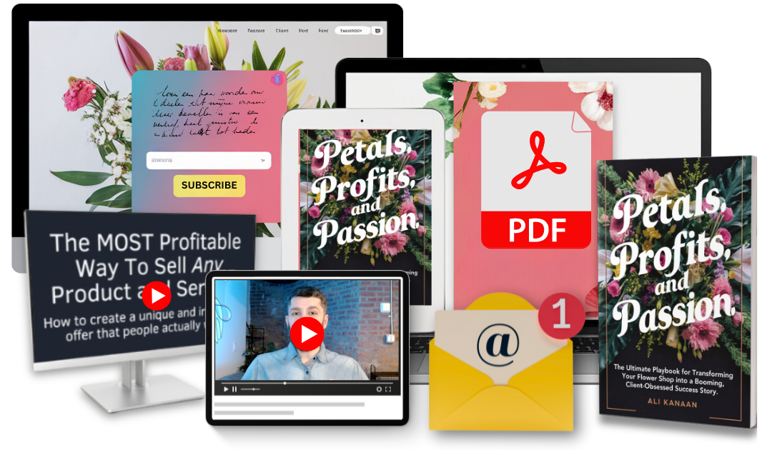 'Petals, Profits, and Passion' book and audiobook bundle mockup